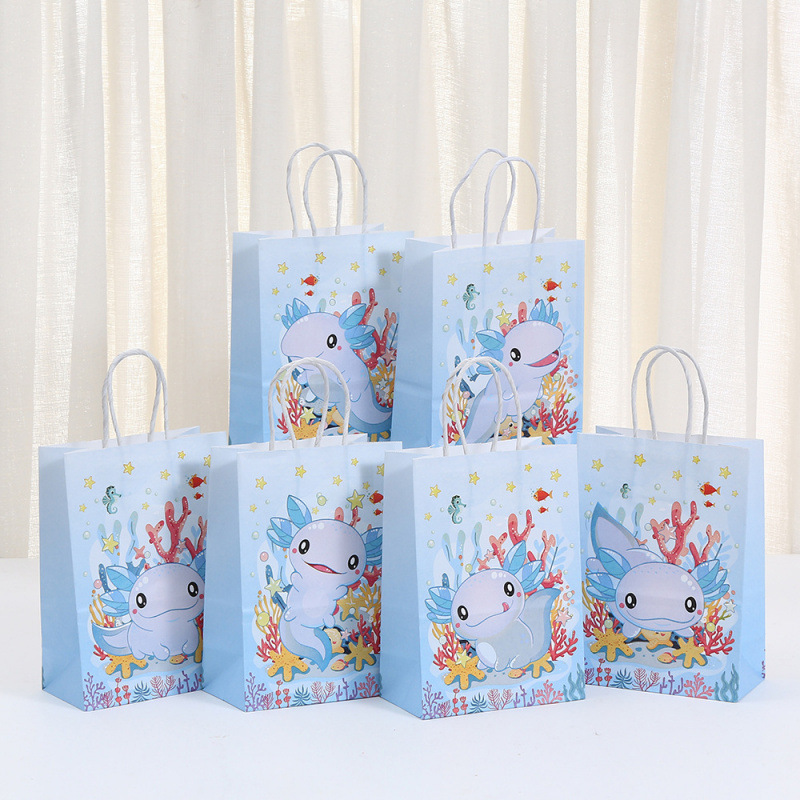 可爱蝾螈手提袋创意生日伴手礼包装袋节日派对零食糖果礼物袋批发
