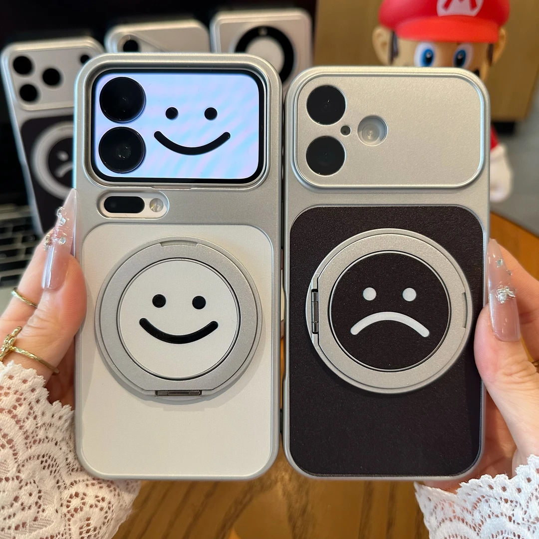 Вращающаяся подставка с эмодзи смеха/плача для iPhone 17 Pro, Apple 16 с гальваническим покрытием, 15-дюймовый персонализированный набор 14/13.