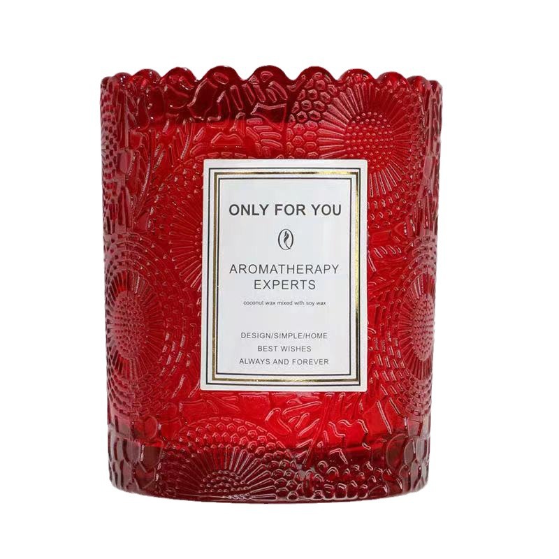 Boutique de encaje taza aromaterapia frasco de vidrio en relieve de encaje vela Copa de gama alta de fondo grueso botella de color botella de aromaterapia