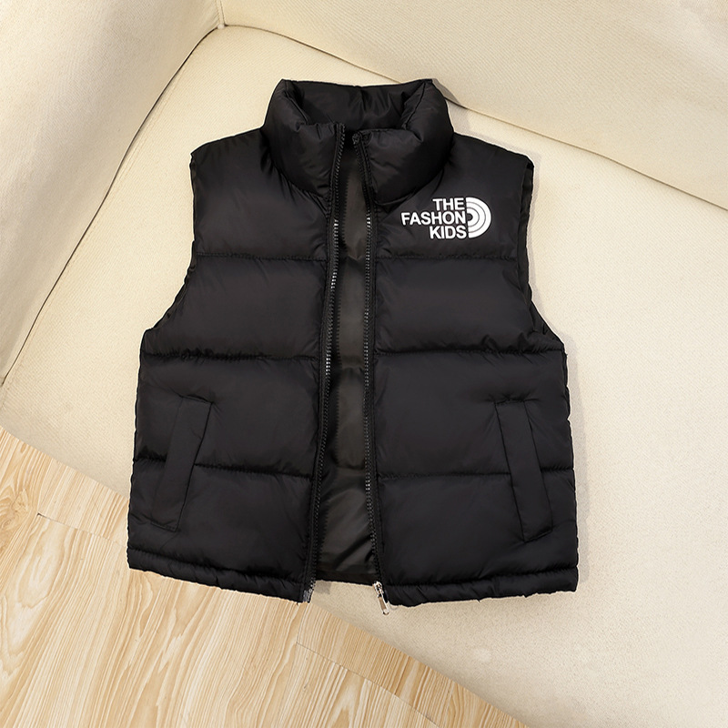 25 New Autumn and Winter Kidsren's Color-Blocked down Cotton Stand-Up Collar Vest for Boys, Girls, Middle-Aged and Older Kidsren, Versatile Waistcoat