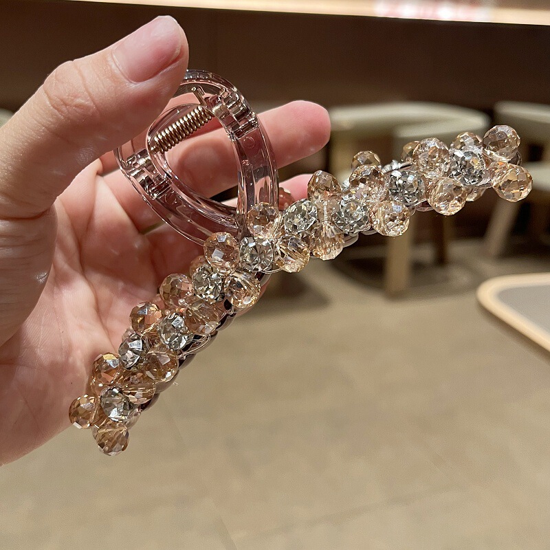 韓国版の軽い高級ラインストーンクリップ、高級感、中型ヘアクリップ、気質、女性用ハーフタイヘアクリップ、ヘアアクセサリー、ヘッドドレス|undefined