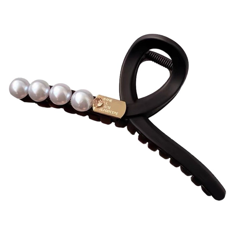 気質ハイエンド黒つや消しクリップ特大 13 センチメートルサメクリップ秋と冬の後頭部ヘアクリップ帽子女性のための