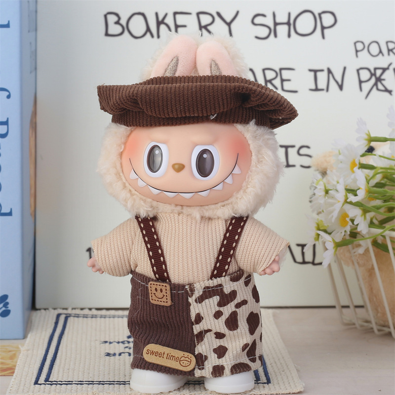 卸売り17センチの布の子供服labubu一二代はパーティーのセットに座って服を着替えます。|undefined