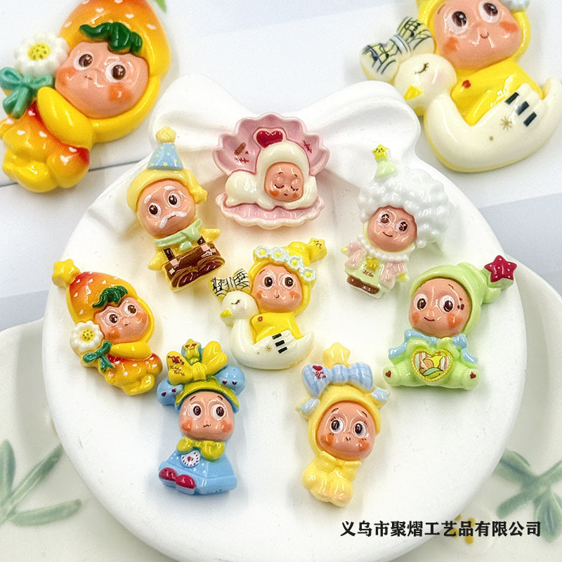 Cartoon DIY Resin Accessories Small Cute Star Trendy Fridge Magnets Keychain Cream Glue Phone Case Decorations
