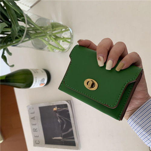 Korean version ins simple card holder coin purse small bag multi-compartment lock card holder texture mini storage bag