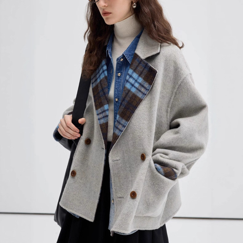 Vega Double-Sided Woolen Coat for Women, Autumn and Winter Woolen Coat for Small People