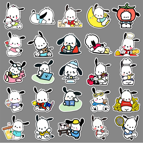 50 pieces of Pachaco Dog Graffiti Cross-border Cartoon Cute Gukka Sanrio DIY Phone Case Luggage Sticker Waterproof