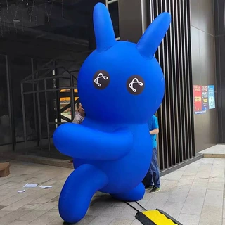 定制充气蓝色兔子气模商场美陈装饰户外景区宣传展示充气广告模型