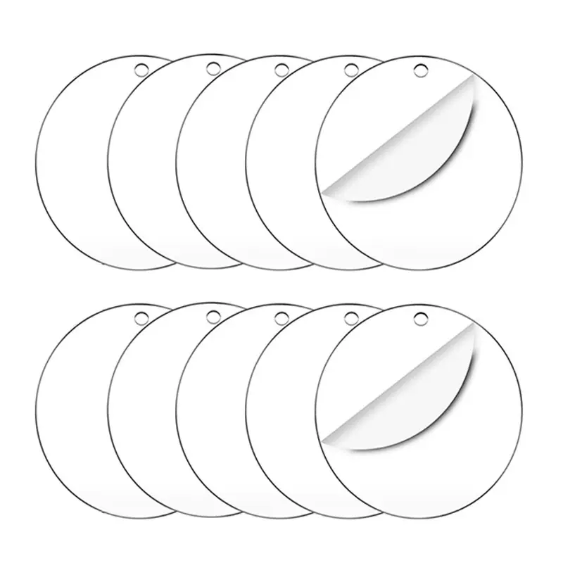 现货跨境亚克力钥匙扣空白圆形带孔透明圆片DIY挂饰装饰品4英寸
