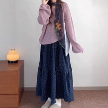 气质一整套ootd穿搭独特设计感漂亮紫色针织衫半裙两件套装2025秋