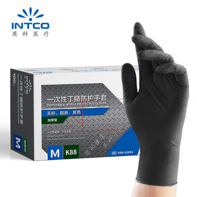 Inco K88 guantes de nitrilo desechables engrosados guantes de inspección sin polvo de caucho nitrilo industrial de alta elasticidad y resistencia al desgaste