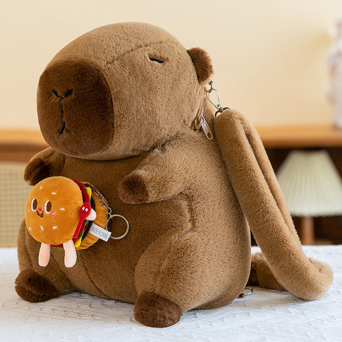 Capybara Plush Bag Dual Shoulder Bag for Kids Capybara Bag Cute Animal Gift Plush Toy Backpack