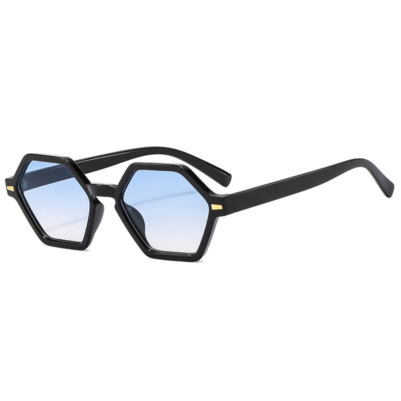 Cross-border europeo y americano retro pequeño marco hexagonal simple arroz con uñas gafas de sol para exteriores estilo ins