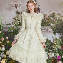 花儿开了2025新款甜美公主冬季外套连帽羽绒服女中长款过膝喇叭袖