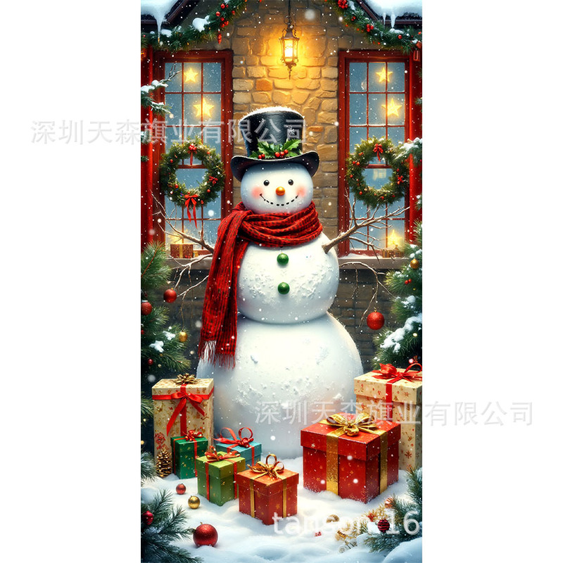 跨境新款热卖圣诞节门帘圣诞老人门盖节日装饰旗帜户外拍照背景布|undefined
