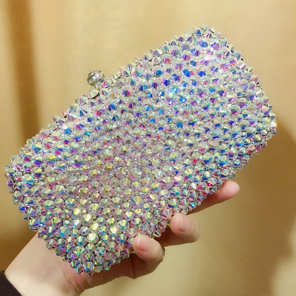 BL123 bolsas de diamantes cuadradas bolsas de cena de cristal bolsas de mano de vestido de dama bolsas de cadena de diamantes hechas a mano
