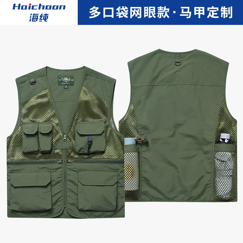 Сетчатый спасательный жилет для управления в чрезвычайных ситуациях Печать логотипа Фотография Свадебная рабочая одежда с несколькими карманами Жилет для рекламной кампании