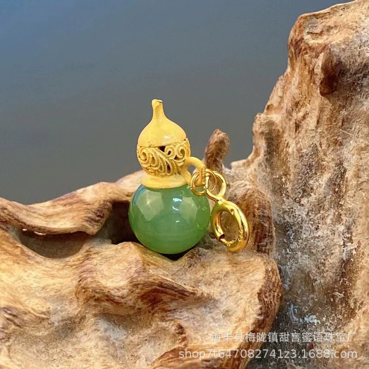 Древняя Серебряная тыква, чтобы остаться аксессуары 8 мм Hetian Jade Jasper Y круглые бусины, инкрустированные S925 Серебряный паром 24 Золото оптом