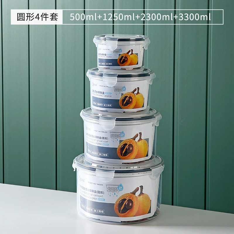 Double‑layer draining food storage box, transparent food‑grade, multiple sizes & sets