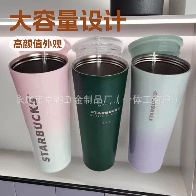 Cross-Border Large-Capacity High-Value Straw Stainless Steel 304 Thermos Cup Portable Water Cup Student Couple Gift Cup