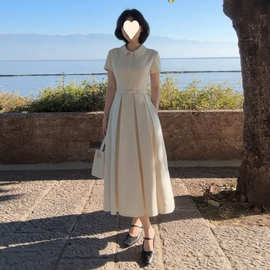 法式感polo领连衣裙子女夏季2026新款小个子气质绝美收腰长裙