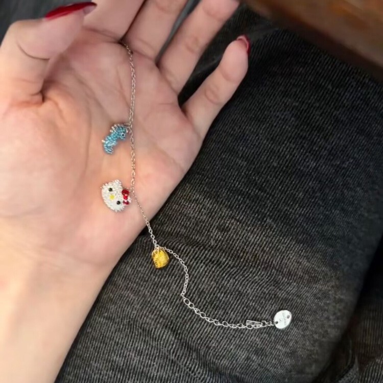 Hellokitty Hello Kitty Bracelet Female Seahorse Shell Light Luxury Best Friend Birthday Gift Full Diamond Cat Kt Jewelry