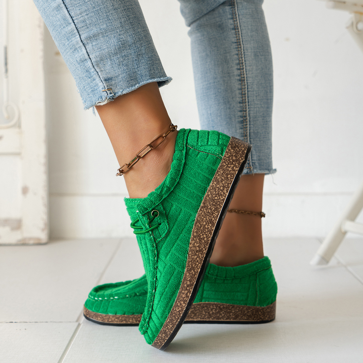 2024 plus size women's flat bottom elastic sleeve, foot pedal, lazy shoes, casual single shoes_voghion.com