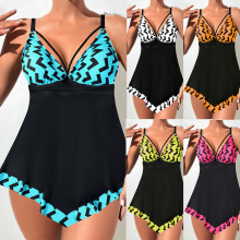 2025跨境欧美新款速卖通比基尼亚马逊定版印花分体大码游泳衣女