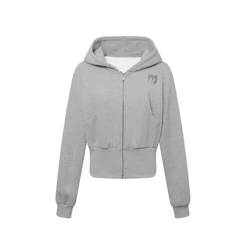 Худи‑кардиган с молнией, демисезонная oversize‑куртка, ребристая талия, серый (S–XXL)