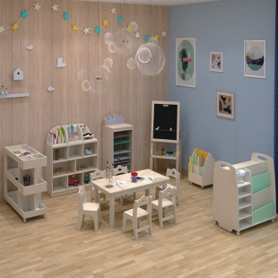 Kindergarten Art Room Layout Display Cabinet Small Kidsren's Easel Special Drawing Paper Cabinet Early Education Center Drawing Paper Roll Rack