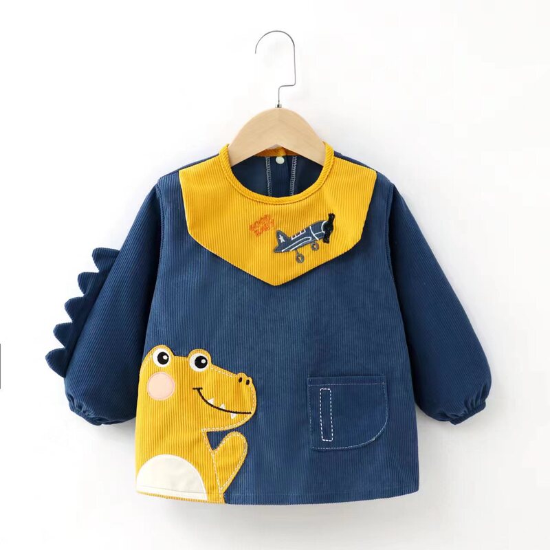 Baby coverall autumn and winter Waterproof warm kindergarten eating bib long sleeve reverse dressing bib infant meal clothes circumference