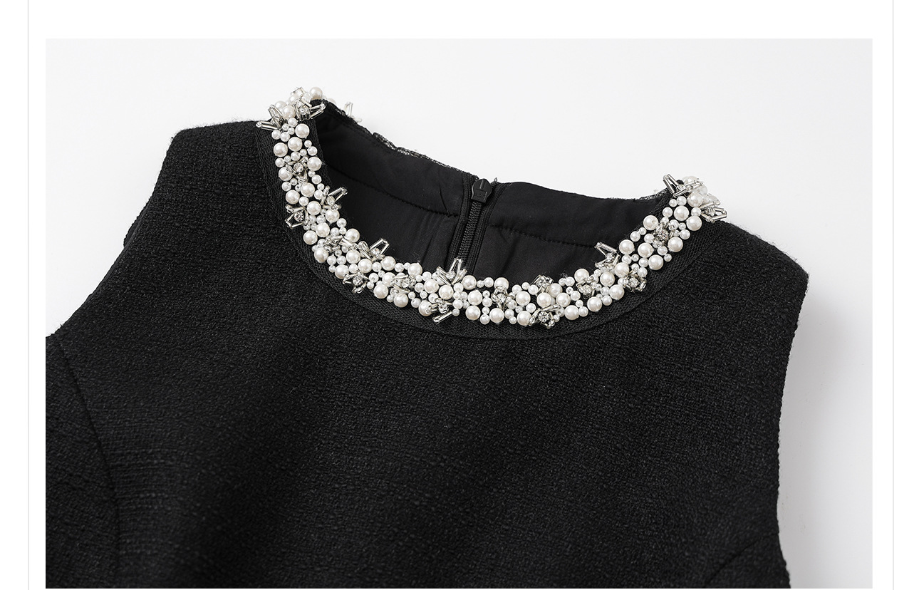 Váy đen chữ A không tay phong cách Hepburn mùa hè M6058 — Màu đen chi tiết 6