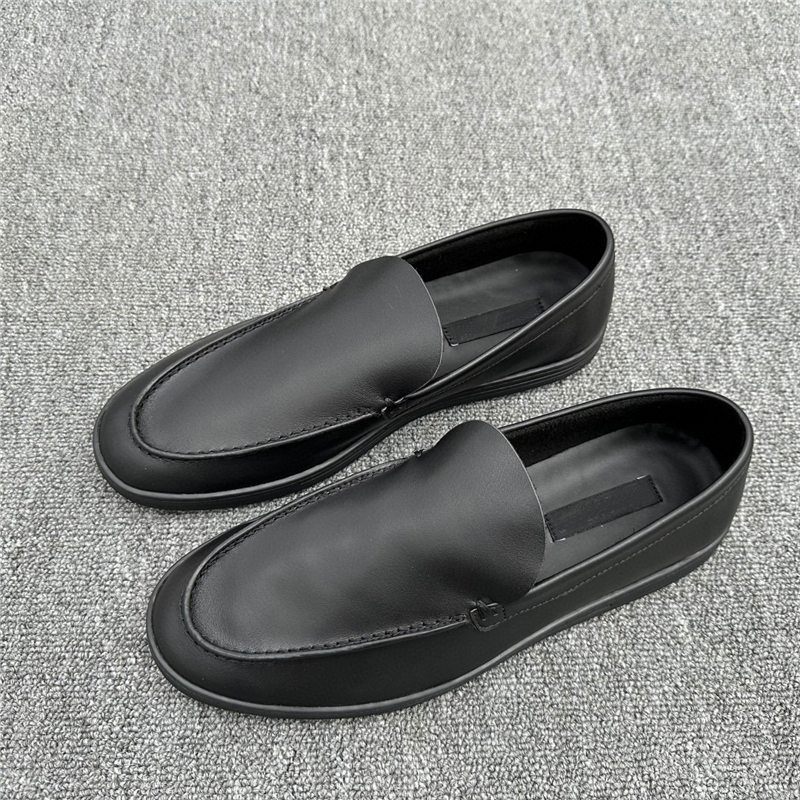 新款真皮一脚蹬懒人鞋套脚浅口平底男鞋简约舒适鞋子英伦乐福单鞋