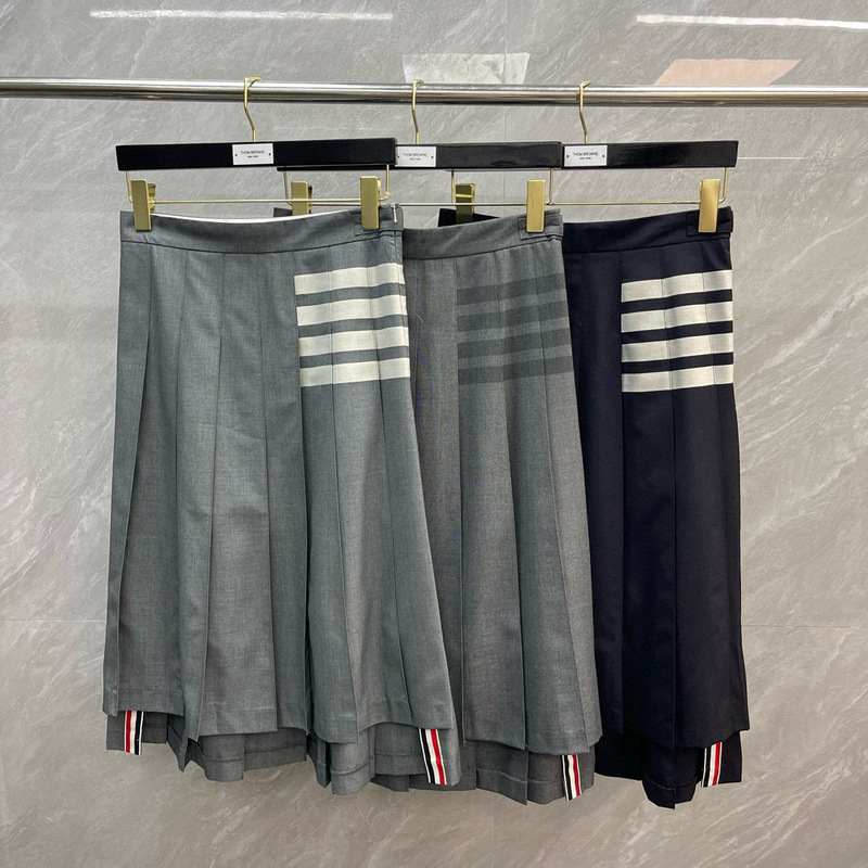 Autumn 2021 New TB Pleated Skirt Women's Slim-fit High Waist Slimming Four-bar Wool Mid-length Skirt Trendy Autumn 2021 New TB Pleated Skirt Women's Slim-fit High Waist Slimming Four-bar Wool Mid-length Skirt Trendy
