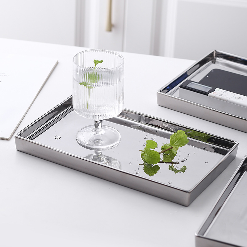 Bandeja de almacenamiento de tocador rectangular de galvanoplastia de plata red de comercio electrónico transfronterizo red Home Hotel baño suministros bandeja