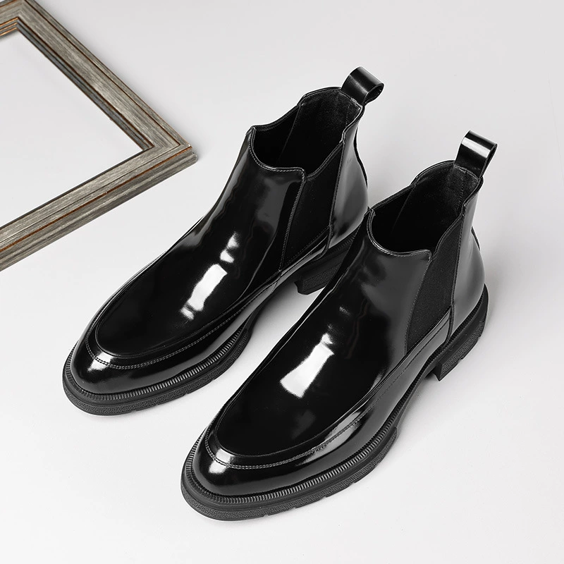 Британские Ботинки Челси, мужские ботильоны из воловьей кожи с яркими рукавами, деловые высокие кожаные ботинки, модные Модные Ботинки Martin на толстой подошве