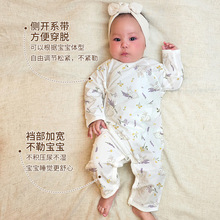 春夏北欧风A类新生儿连体衣婴儿长袖空调服宝宝透气爬服无骨哈衣