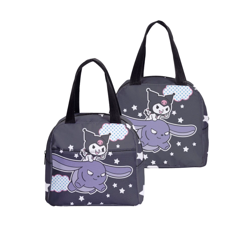 Lunch bag (Kuromi) — hand‑carry school lunch tote, zip closure, lightweight 0.15 kg