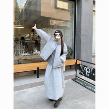 夹棉加厚长袖棉服外套卫衣女2025年秋季新款半身长裙韩系时尚套装