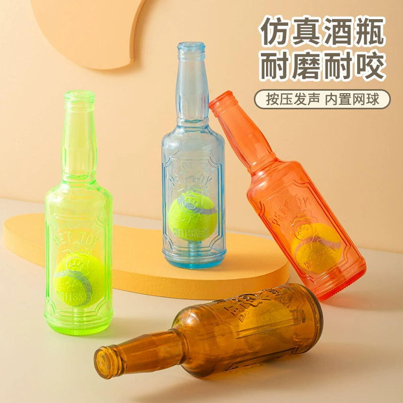 Игрушка для собак, устойчивая к укусам, для самостоятельных игр, снимает скуку, теннисный мяч, интерактивная, пищащая бутылка, для жевания щенками, для чистки зубов, игрушка для ухода за зубами питомца