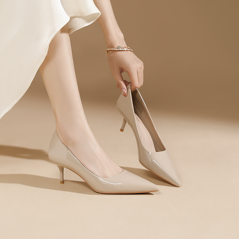 Giày cao gót nữ mũi nhọn phong cách Hàn Quốc, gót 5 cm, kiểu dáng quyến rũ — Đen-5CM
