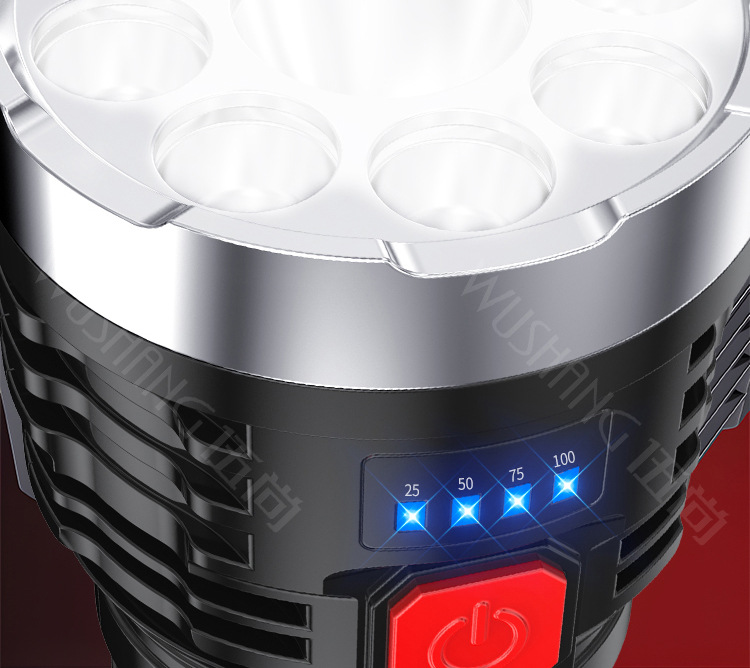 Cross-border hand-held flashlight outdoor household portable USB rechargeable multifunctional 9LED flashlight wholesale