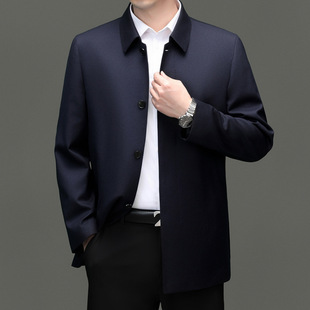 2025 Spring and Autumn New Middle-aged Men's Business Casual Cashmere Jacket Middle-aged Mulberry Silk Executive Cadre Men's Jacket