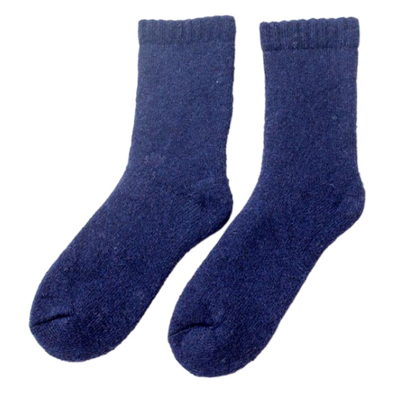 Otoño e invierno nuevos hombres forrados de lana caliente calcetines engrosados de color sólido Terry calcetines de media pantorrilla calcetines de algodón de los hombres al por mayor