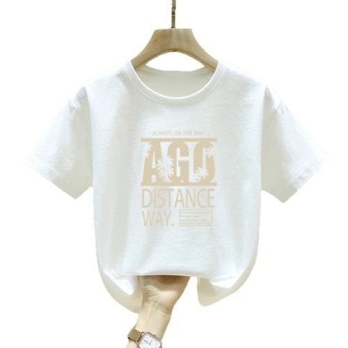 2374#2025 Summer New Baby Kids' Clothing Top 100% Cotton Boys' Girls' Short Sleeve T-Shirt Base Shirt Trendy