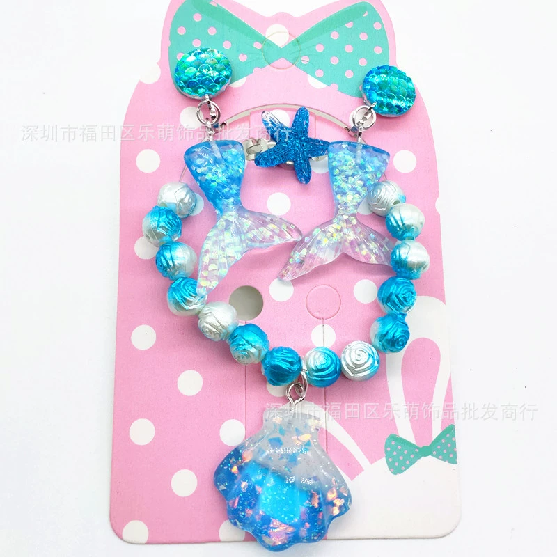 Bracelet, ear clips, ring, set for princess, accessory, wholesale, 3-6-8 years