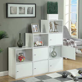 实木多层书架书柜落地储物柜原木松木窄夹缝收纳格子柜带柜门厂家