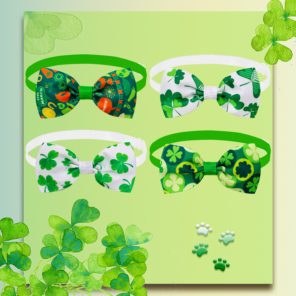 Simple Style Classic Style Ribbed Band Four Leaf Clover Pet Accessories display picture 5