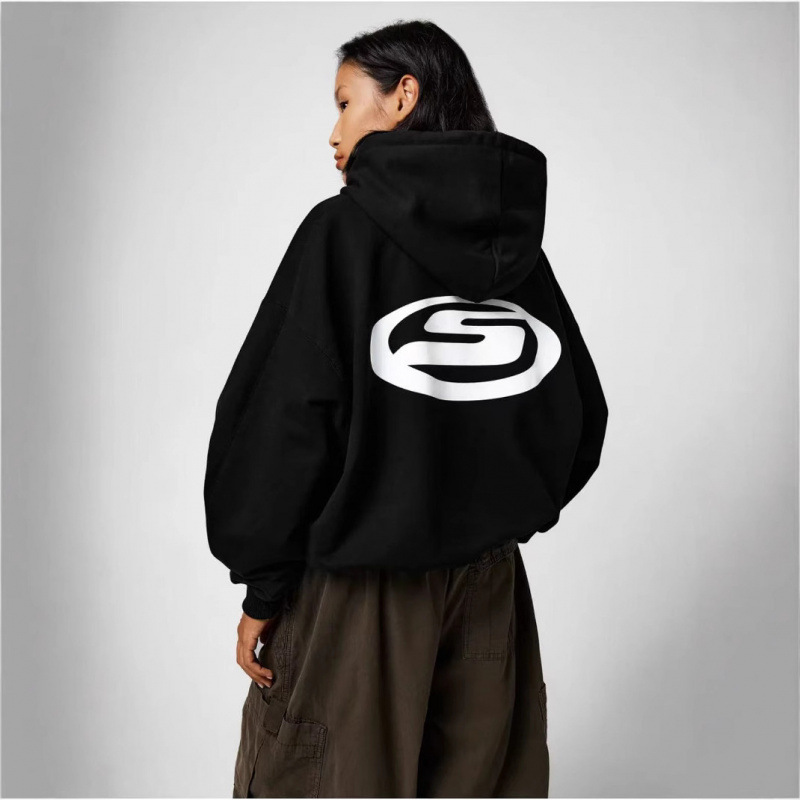 American Trendy Casual Letter Hooded Off-Shoulder Sweatshirt for Women, Autumn and Winter Couple Wear, Versatile, Unique and Super Nice Top