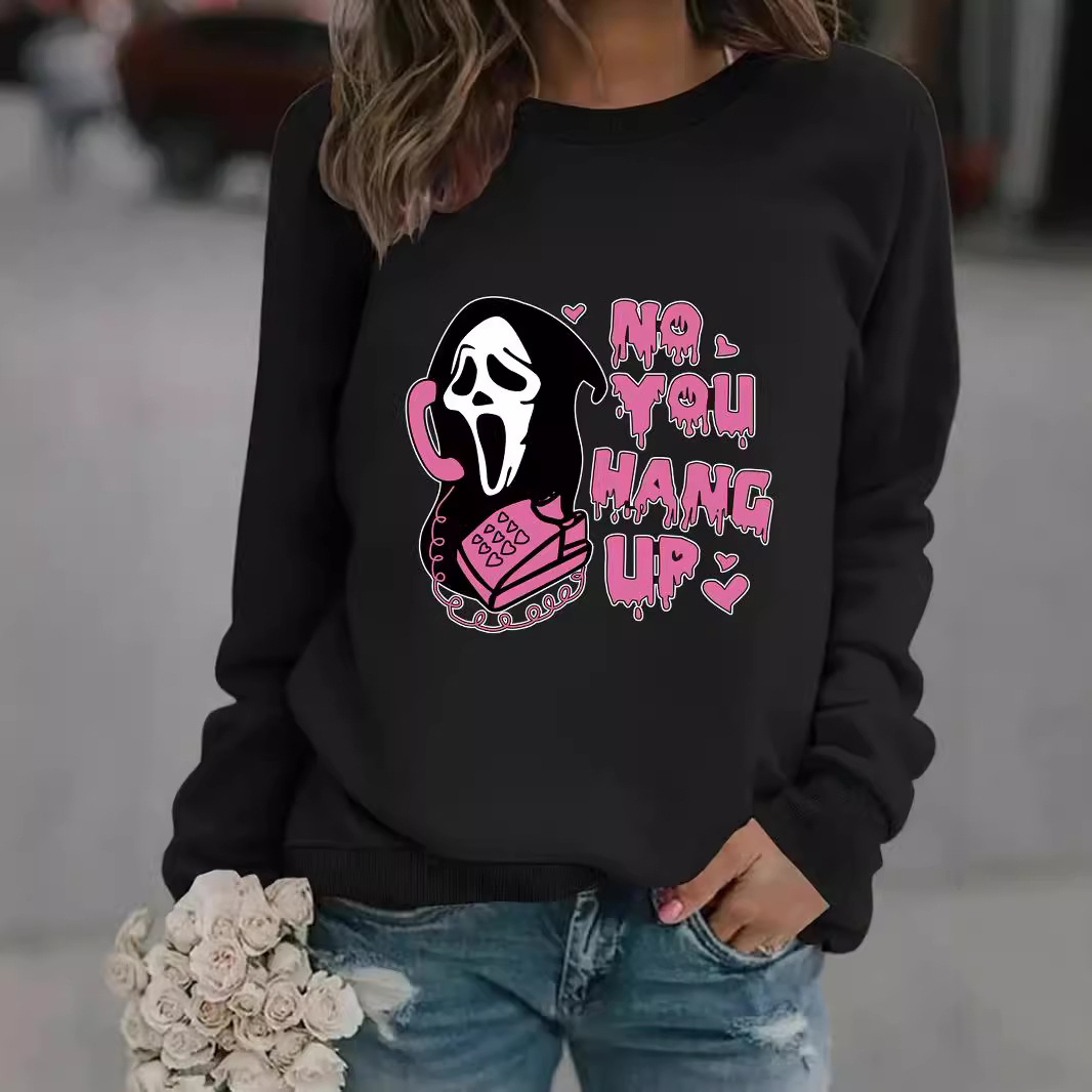 Women's Clothing autumn and winter women's casual long sleeved round neck Death Calls printed pullover sweatshirts wholesale_voghion.com